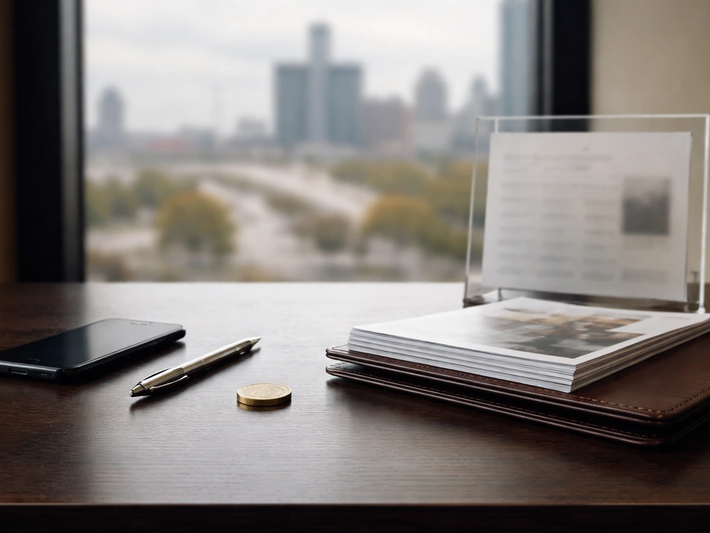 Minimal desk scene with smartphone, papers, and a gold coin symbolizing contrasting net-worth estimates.