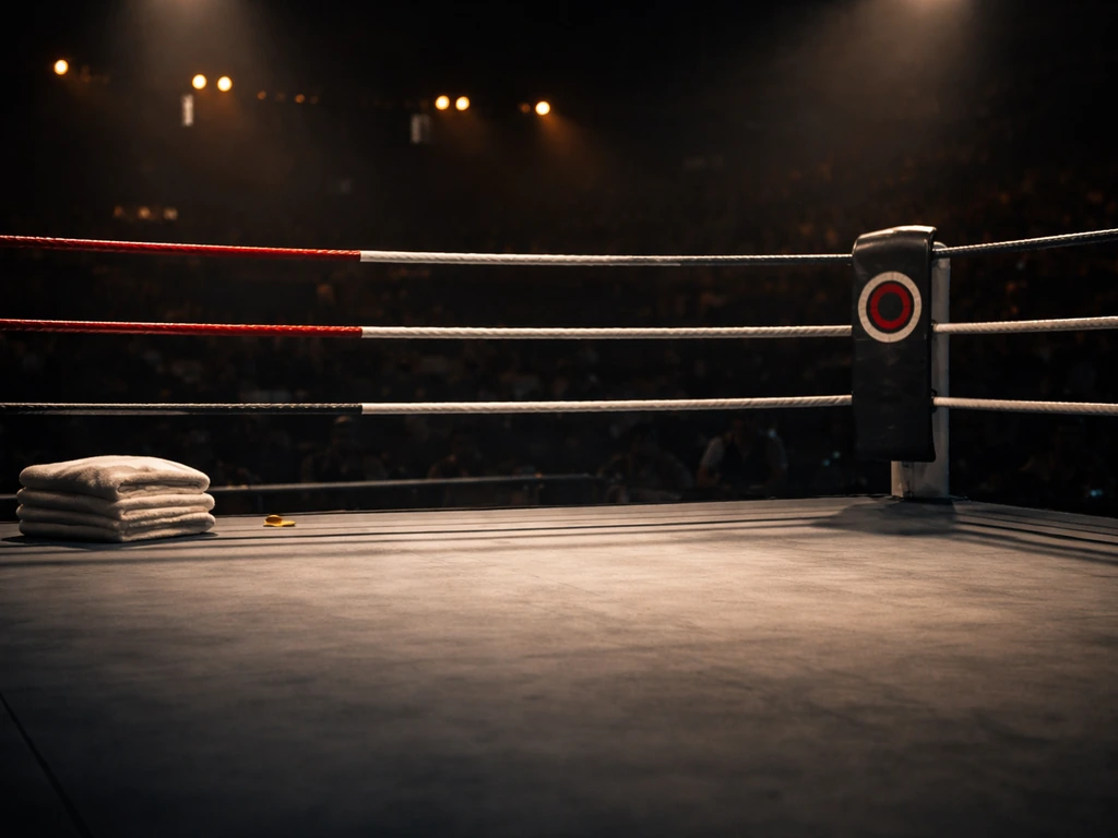 Kickboxing ring with dramatic lighting and prize-fight atmosphere, symbolic of fight purses and prize money